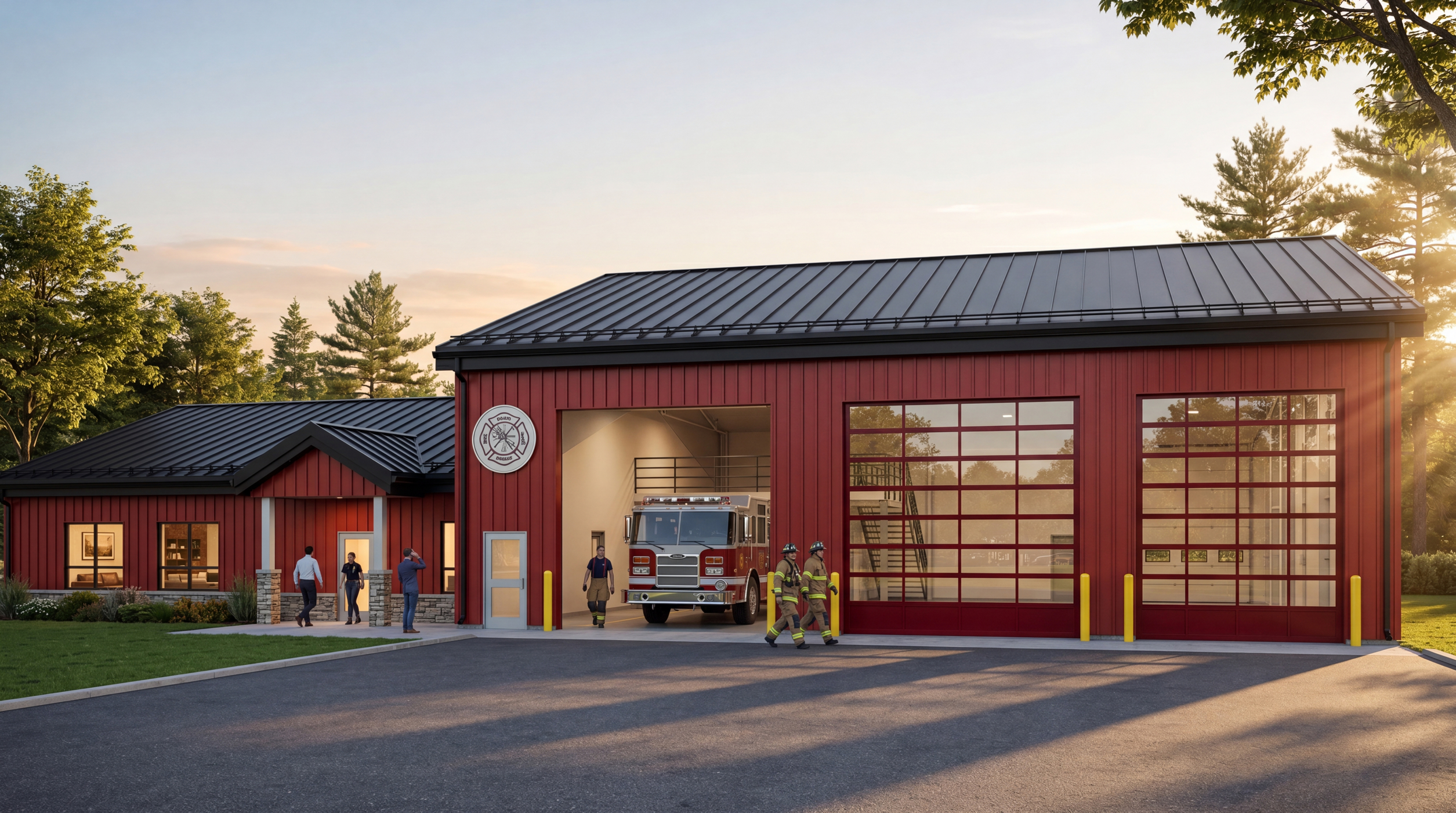 Conceptual rendering of new fire hall building
