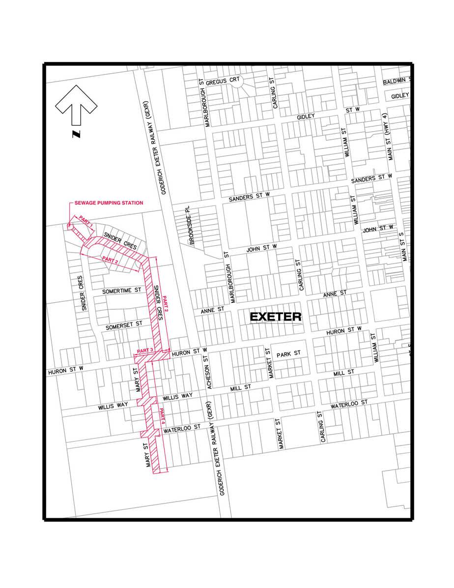 Map showing route of trunk sewer project by each phase