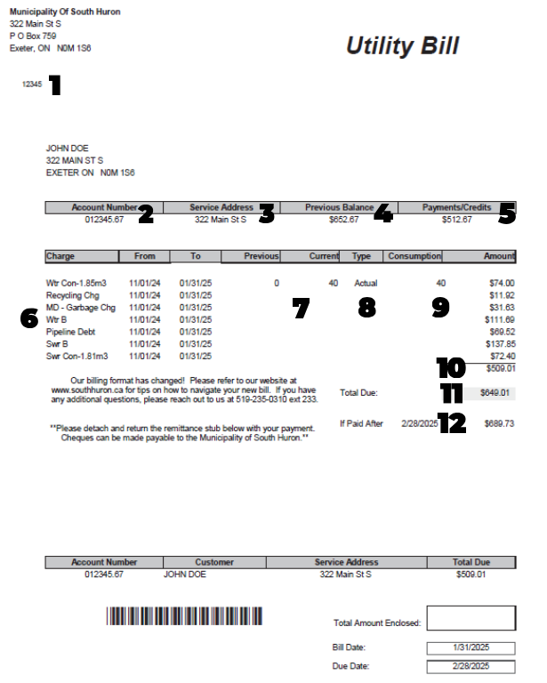 New utility billing format
