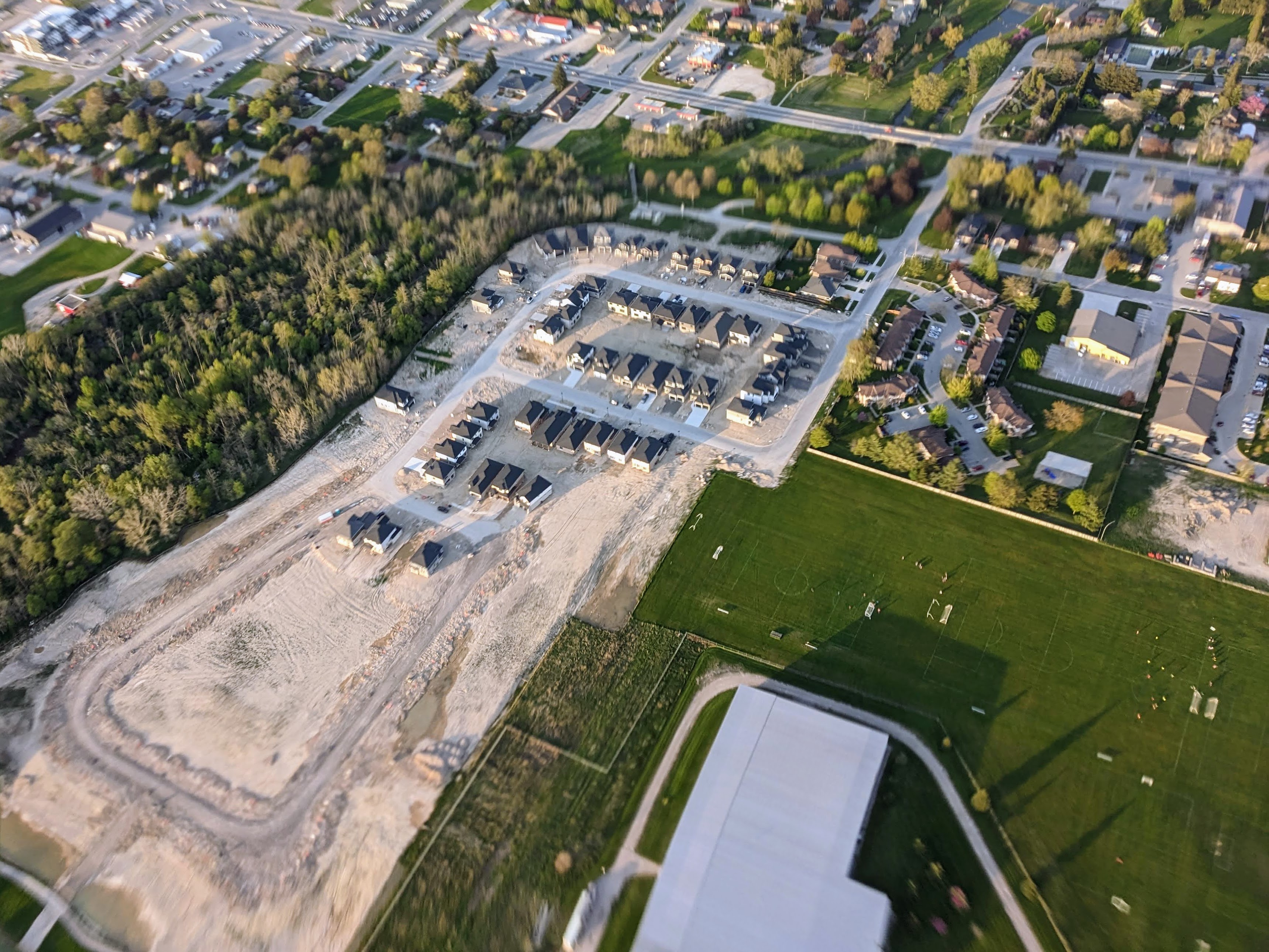aerial of new subdivision construction